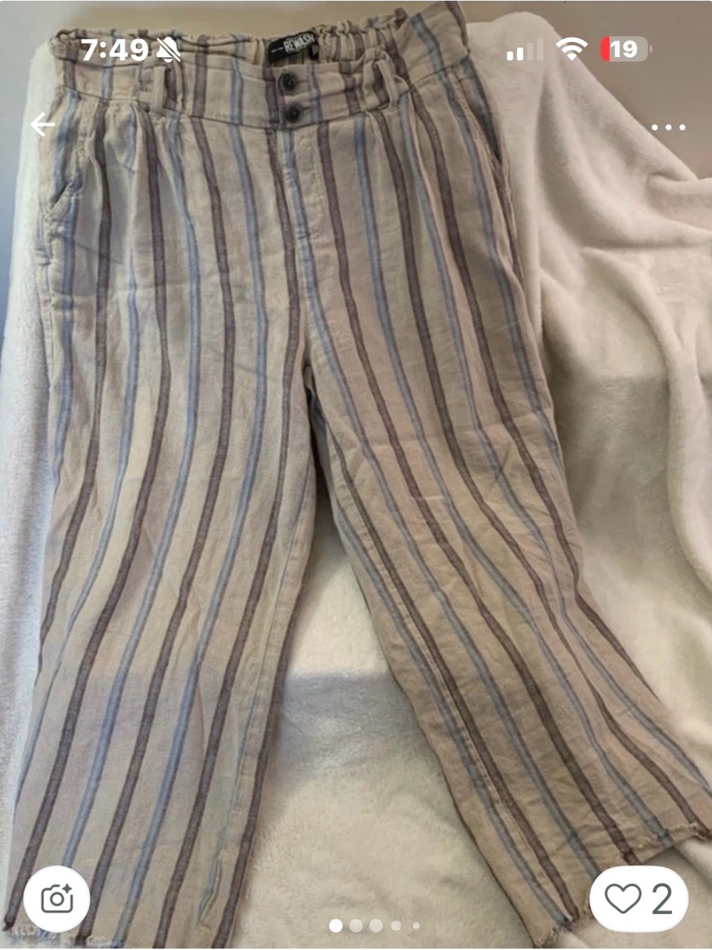 Rewash Beige Striped Chinos with Blue & Gray Lines